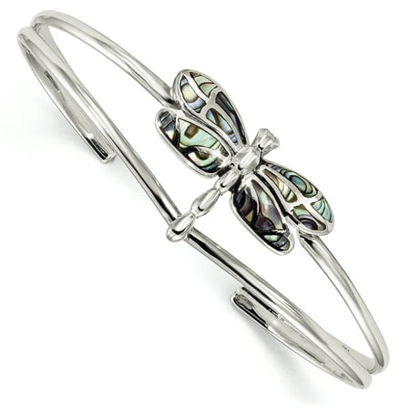 Dragonfly Cuff Bracelet - 925 Sterling Silver Abalone Dragonfly Bangle Bracelet Cuff Expandable Stackable Gifts For Women For Her