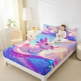 thumbnail image 4 of Homewish Kawaii Salamander Axolotl Twin Sheet Sets,Magic Animal Twin Fitted Sheet,Purple Pink Blue Flat Sheet For Children,Breathable Home Decor,3 Pieces, 4 of 7