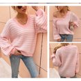 thumbnail image 2 of REDHOTYPE Femmes en Tricot Col en V Pull Décontracté à Manches Longues Pull-Over à Imprimé Fin, 2 of 4