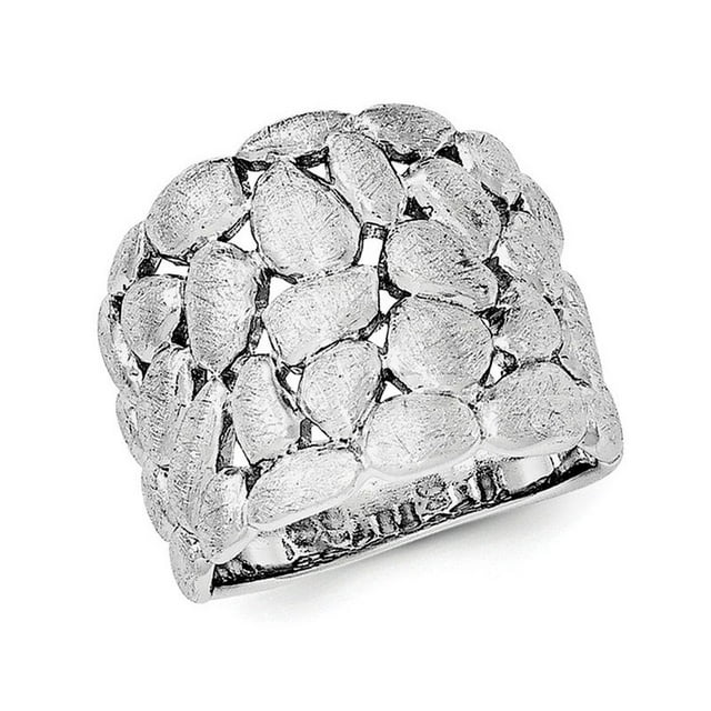 Satin Textured Nugget Ring in Sterling Silver with Rhodium Plating