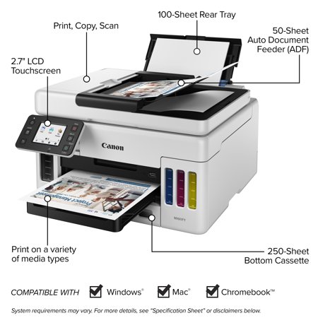 Canon - MAXIFY MegaTank GX6021 Wireless All-In-One Inkjet Printer - White