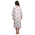 thumbnail image 3 of Moomaya Printed Knee Length Cotton Lace Border 3/4th Sleeve Night Gown For Women, 3 of 6