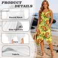 thumbnail image 3 of HELLHERO Asymmetric Sundress, Calf and Sunflower Pattern Side Pockets Summer Sleeveless Dresses, Asymmetrical Hem Design Practical Side Pocket Midi Dress for Party, 3 of 8