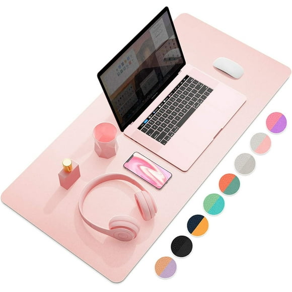 Desk Mat, Mouse Pad,Waterproof Desk Pad,Large Mouse pad for Desk, Leather Desk Pad Large for Keyboard and Mouse,Dual-Sided Mouse Mat for Office and Home (35.4" x 17", Pink)