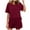 Wine, variant on Chbgutlmr Lounge Sets for Women 2 Piece Round Neck Short Sleeve Tops Loose Shorts Comfy Sleepwear Outfits