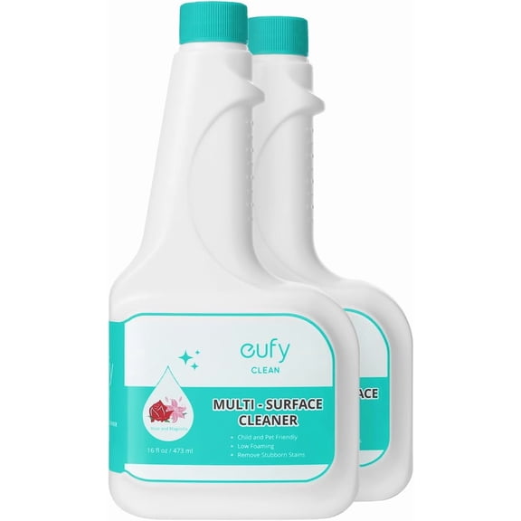 eufy RoboVac Hard Floor Cleaning Solution (2 Bottles), Dilution Ratio 1:200, 473 ml, Floor Cleaner, Eco-Friendly, Plant-Based,Compatible with X8 Pro, X10 Omni, G series, L Series, X8 Hybrid, X9 Pro