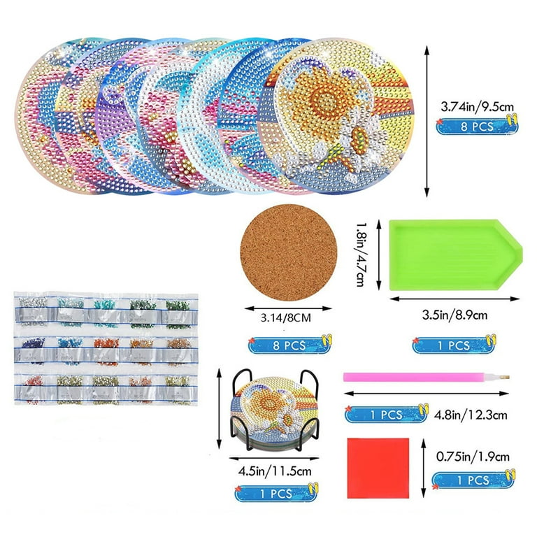 Cheap 8pcs Love Diamond Painting Coasters Strong Adhesion Heat Insulation  Diamond Art Craft Supplies For