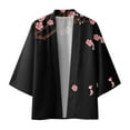 thumbnail image 4 of Hpapadks Mens Casual Shirts Cherry Flower Kimono Half Sleeve Blouses Elegant Loose Soft Cardigan Mens Dress Shirt Black L, 4 of 7