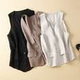 thumbnail image 4 of yunLCZ Square Neck Tank Top Women Linen Vest Women's Sleeveless Casual Vest Solid Sweetheart Cotton Linen Short Coat Summer Sleeveless Tops, 4 of 4
