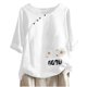 thumbnail image 1 of Blusas de Manga Corta para las Mujeres Impresas Cuello Redondo Camiseta Casual, Blusa de Algodón de Imitación para las Mujeres, 1 of 4