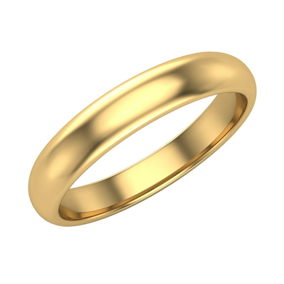 14k Gold Solid 4 mm Plain Dome Classic Comfort Fit Wedding Ring Band