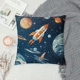 thumbnail image 2 of Orinice Space Rocket Pillow Covers Outer Space Pillow Covers for Boys Girls Kids Space Rocket Print Throw Pillow Covers Universe Planets Cushion Covers for Couch Sofa  18x18in, 2 of 5
