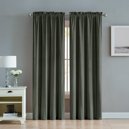 Velvet Drapery - VC New York Velvet Rod Pocket Window Curtain Panel, Set of Two, Multiple Colors and Sizes Available