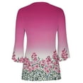 thumbnail image 4 of Hauts de Sortie pour Femmes Bouton Col Rond Manches 3/4 Corset à Volants Froncé Chemisier Tunique Imprimé Floral, 4 of 5