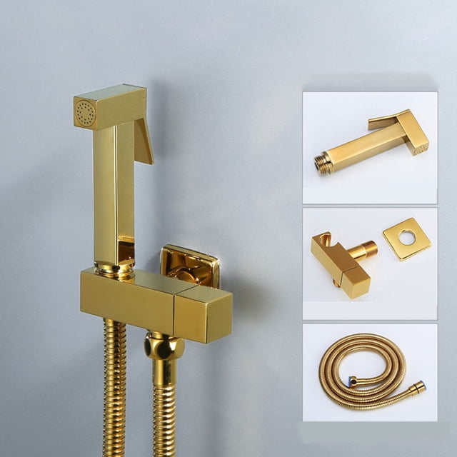 MYG Gold Brass Bidet Faucet Handheld Toilet Sprayer Hygienic Shower Attachment for Bathroom, Anti-Rust for Durable Brass Material, Easy to Install, Multi-Functional Cleaning Tool