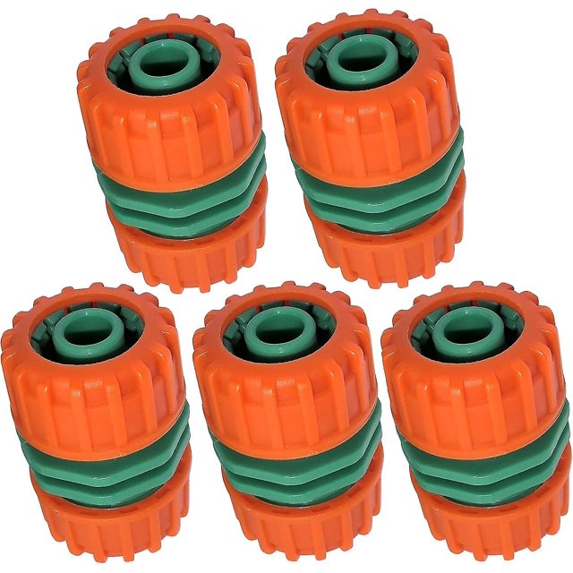 Juego de 5 conectores adaptadores de reparación de 12 mm - para manguera de jardín de 1/2" - Plástico ABS, SEMAket, naranja