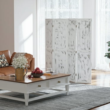 HOMCOM 5.5' 4 Panel Room Divider Folding Privacy Screen Panels, White
