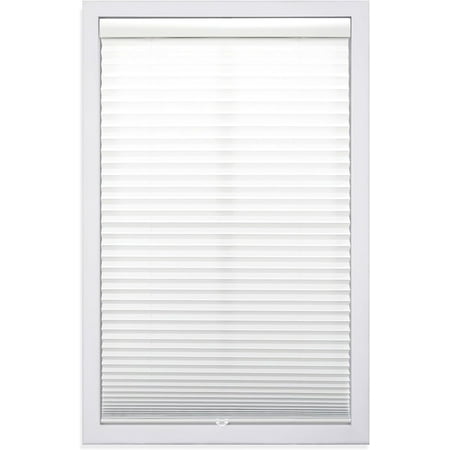 DEZ FURNISHINGS Cordless 1" Light Filtering Pleated Shade, Fabric, 33"W x 64"H, White White 33"W x 64"H
