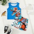 thumbnail image 5 of YMNXA Kids Boys Outfits 2 Piece Sleeveless Round Neck Dinosaur Print Tank Top And Elastic Waist Shorts Comfortable Fashion Sets For Casual Daily Wear,Blue,9-12 Months, 5 of 9