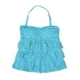 thumbnail image 3 of Island Escape AQUA Tiered Crochet Halter Tankini Swim Top, US 8, 3 of 4
