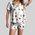 thumbnail image 2 of felwors Funny Graphic Pajamas for Women Set Button Down Short Sleeve Top and Shorts Pjs Sets Sleepwear Khaki, XXXL, 2 of 6