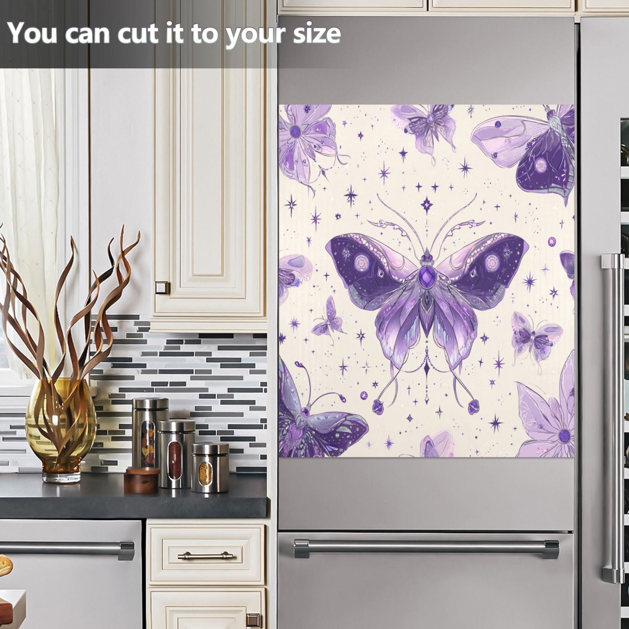Dishwasher Sticker Magnetic Dishwasher Sticker Magnetic Decorative Sticker Refrigerator Sticker Dishwasher Decorative Stickers Beautiful Purple Butterflies