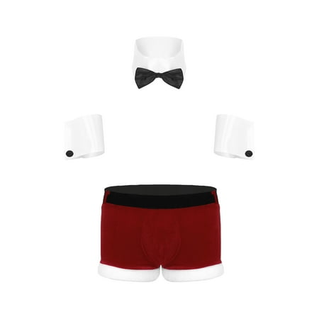 

Aislor Men s Sexy Bowtie Waiter Cosplay Costume Santa Outfits Christmas Underwear Lingerie Boxer Brief