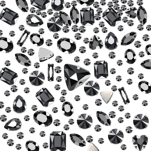 320 Pieces Sew on Rhinestone Sew Crystals Acrylic Gems Sewing Claw  Rhinestone Flatback Gemstones with Hole Silver Prong in Mix Shape Mixed  Size for