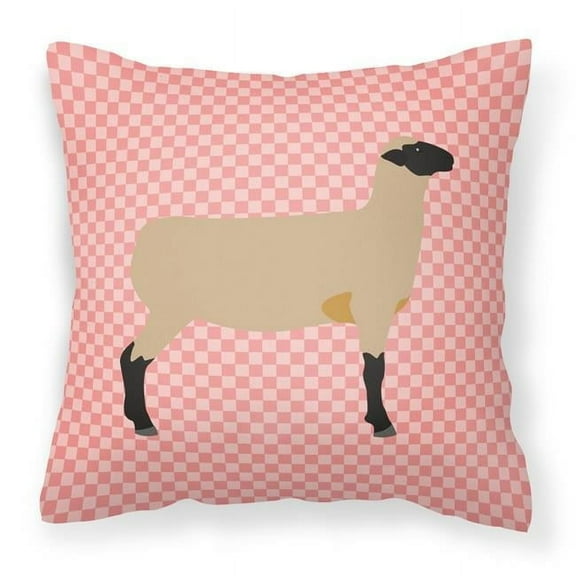 Carolines Treasures BB7976PW1818 Hampshire Down Sheep Pink Check Fabric Decorative Pillow, 18 x 18 in.