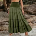 thumbnail image 2 of GEWSEY Women's Summer Casual Elegant Smock Layered Tiered Maxi Skirt High Waisted A Line Flowy Long Skirts with Pockets (Army Green, M), 2 of 4