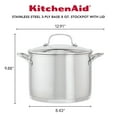 thumbnail image 3 of KitchenAid 3-Ply Base 8 Quart Stainless Steel Induction Stockpot with Lid, Metal Utensil and Dishwasher Safe and Oven Safe to 500°F, Brushed Stainless Steel, 3 of 11