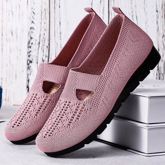 Domzle Women Wide Width Breathable Walking Comfortable Slip on Sneakers Lightweight Sneaker Nurse Shoes Arch Support Sneakers Breathable Soft Running Shoes Anti Skid Sports Diabetic Foam Shoes Pink