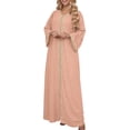 thumbnail image 1 of Abaya Robe pour Femmes Vêtements Musulmans Islamiques Eid Ramadan Robes Col en V Robe Bronzante Rétro Kaftan Longueur Complète, 1 of 6
