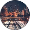 thumbnail image 2 of Designart 'Dark Chicago Skyline and Railroad' Ultra Glossy Cityscape Circle Wall Art, 2 of 5