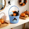 thumbnail image 6 of Halloween Candy Basket with Handle, Cute Printed Fabric Treat Bucket, Reusable Trick or Treat Bag and Cotton Rope Storage Bin for Snacks, Gifts and Party Decor Display, Blue, 6 of 6