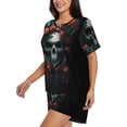 thumbnail image 3 of Womens Pajama Sets With Pocket, Butterfly Flower Skull Lounge Sets Short Sleeve Sleepwear PJ Sets for Women, 3 of 6