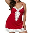 thumbnail image 2 of Odeerbi Women's Plus Size Lingerie Dress Set Babydoll 2025 Valentine's Day Sexy Lace Lingerie Sleepwear Underwear Intimates One-Piece Underwear Red, 2 of 4