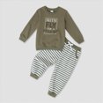 thumbnail image 2 of Xudanell Newborn Boy Outfits Long Sleeve Cute PRETTY FLY FOR A LITTLE GUY Letter Printed Sweatshirts Stripes Pants Outfits Baby Boy Winter Clothes, 2 of 7