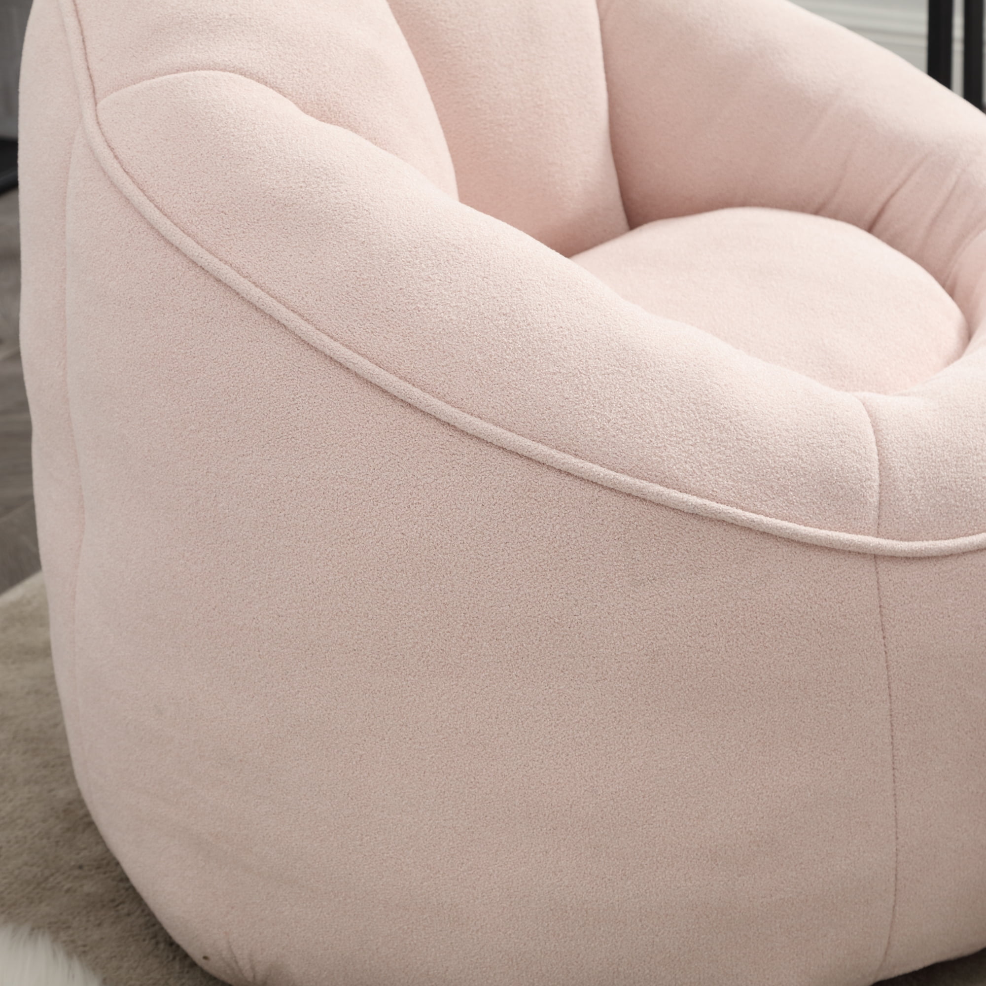 High Pressure Foam Bean Bag Sofa Chair with Footrest, Pink Microfiber, Ultra-Soft Padded for Adults