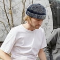 thumbnail image 6 of Hsqqdc Vintage Washed Denim Brimless Hat, Distressed Docker Cap Adjustable Sailor Cap, 6 of 7