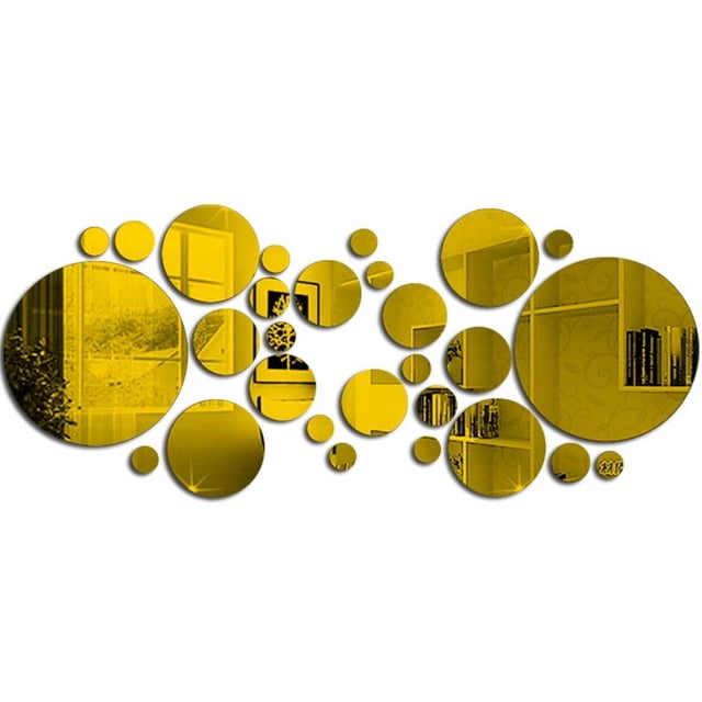 Yeacher 30PCS Mirror Wall Decals Round Circle Wall Stickers Removable Acrylic Decorative Mirror DIY Home