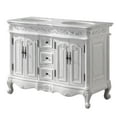 thumbnail image 3 of 48" Carrara White Marble Top Bathroom Vanity Double Sink Antique White Cabinet, 3 of 8