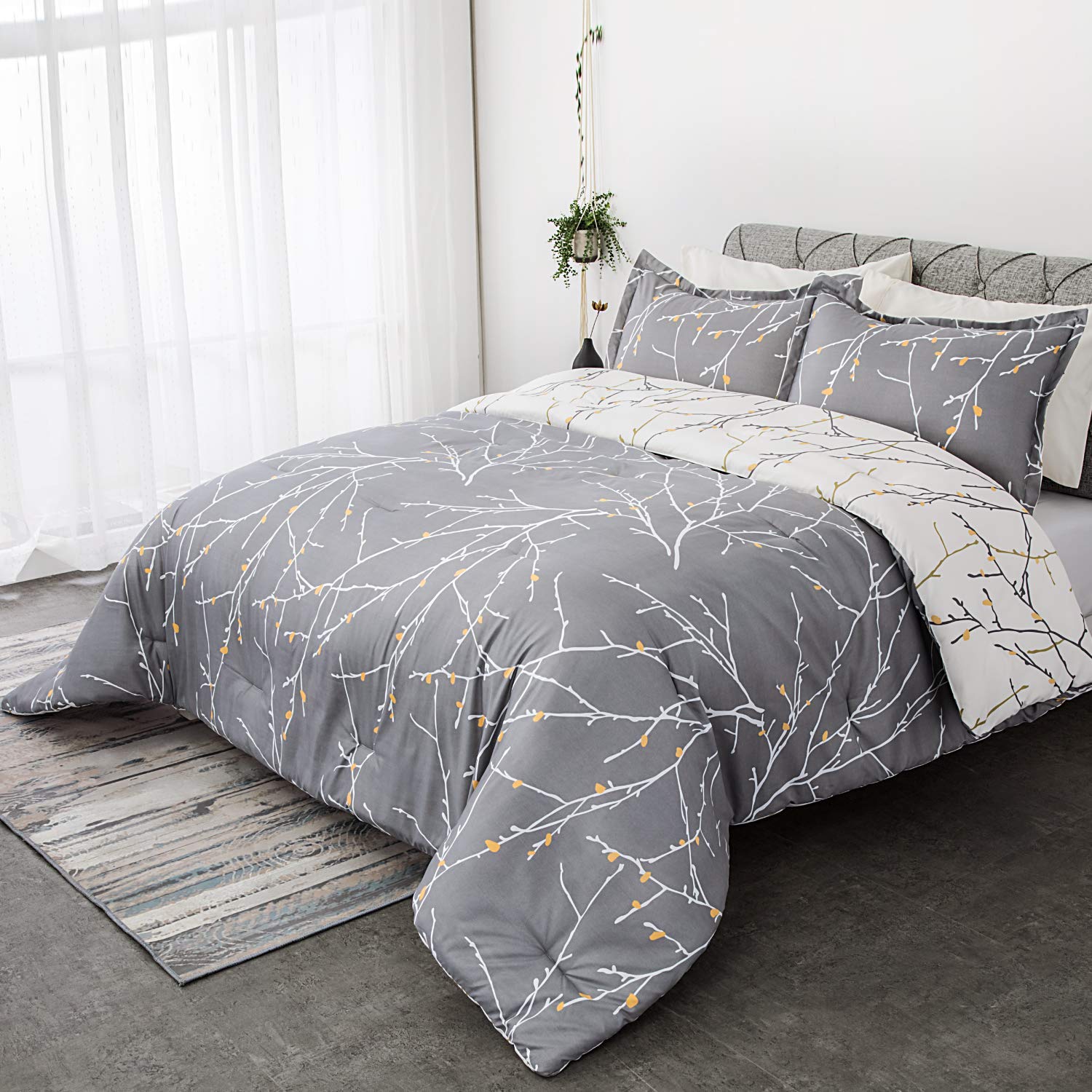 Comforter Set Queen Size, Reversible Down Alternative ...