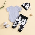 thumbnail image 4 of Gerichy Newborn Baby Boy Outfit Coming Home Outfits Letter Cow Prints Short Sleeve Romper Pants Hat Set 3Pcs Infant Boy Clothes 0 3 6 9 12 Month, 4 of 4