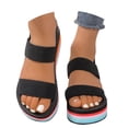thumbnail image 6 of WAYUTE Womens Sandals Ladies Fashion Solid Color Beach Shoes Nesh Elastic Band Wedge Sandals Trendy Versatile Casual Summer, 6 of 7