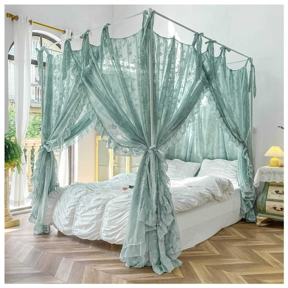 Mosquito Net for Bed,Canopy Bed Curtains,Four Corner Bed Bracket,Fly Canopy Mosquito Net, Curtain Brackets for Bedroom Decoration