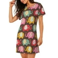 thumbnail image 2 of Kdxio Cute Elephants Pattern Womens Short Sleeve Sleepshirt Scoopneck Cute Nightdress Ruffle Comfy Nightgown, 2 of 6
