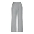 thumbnail image 5 of Women's Cotton Linen Pants Elastic Waisted Straight Leg Lounge Pants Casual Split Slacks Trousers with Pockets Gray Small, 5 of 6