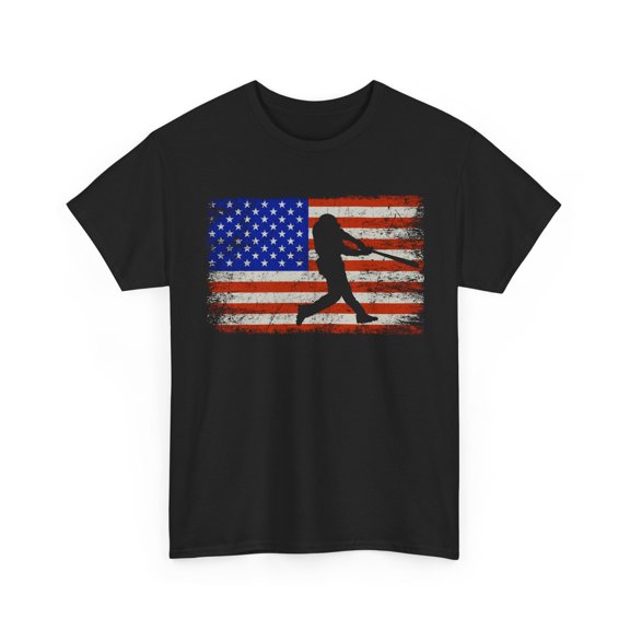 Men Women Baseball Player American Flag Sports T-Shirt