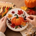 thumbnail image 3 of Pumpkin Decor, Halloween Embroidery Kit, Embroidery Starter Kit for Adult Beginner with Pumpkin Flower Pattern Hand Embroidery Set with Cloth Hoop Needle Threader Floss and Instruction, 7.87in, 3 of 8